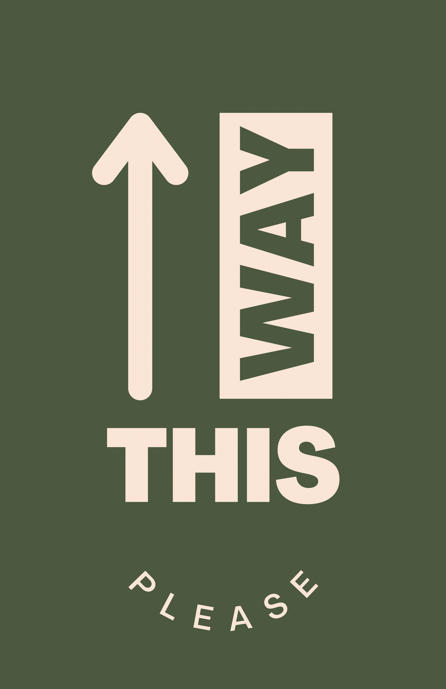THIS WAY PLEASE — Modern Directional Sign (8.5 × 11 in, Matte Finish, Peel & Stick)