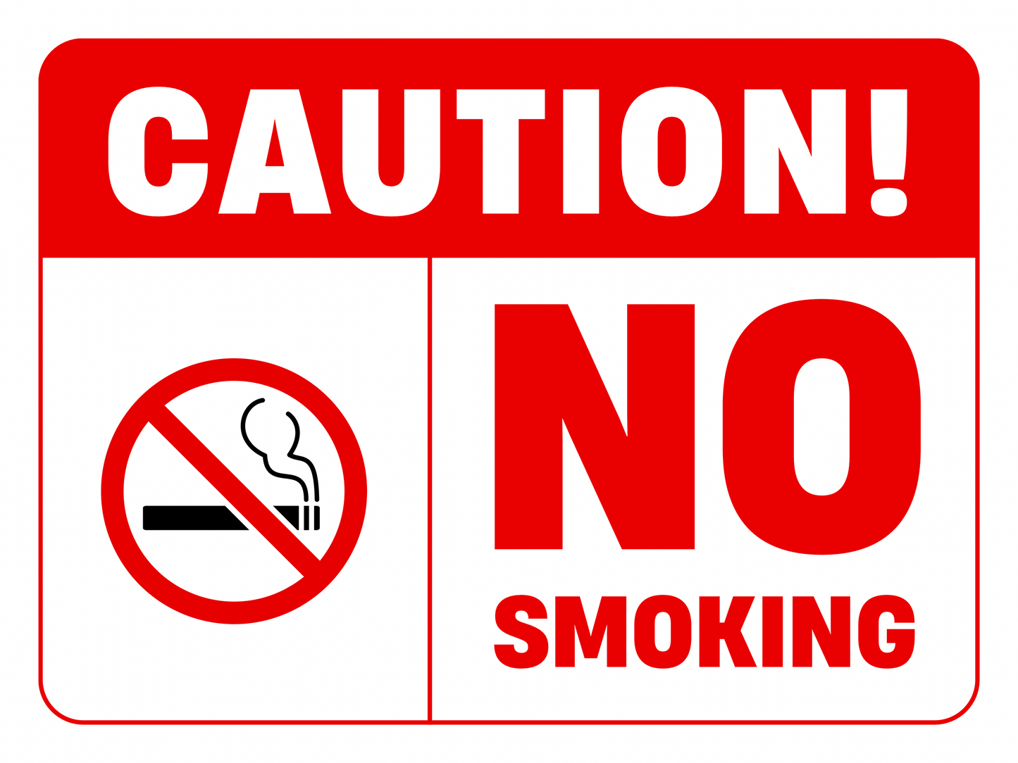 Caution No Smoking Sign – Red & White Safety Decal | Indoor/Outdoor Use (8.5 × 11 in) | CGAP Safety