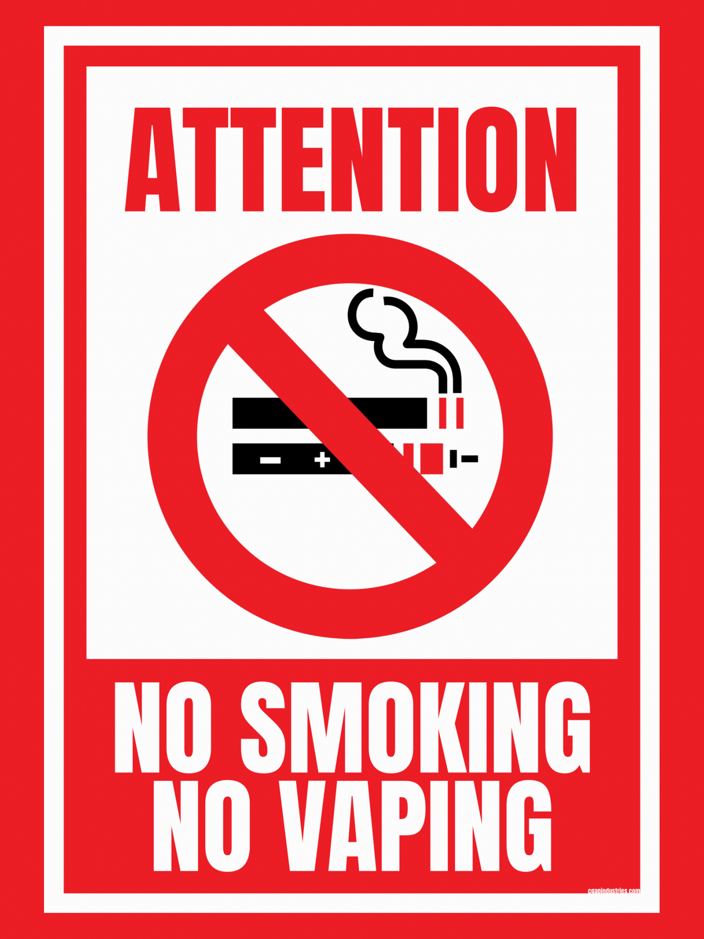 Attention: No Smoking No Vaping Sign – Bold Red Warning Decal (8.5 × 11 in) | CGAP Safety - CGAP Industries