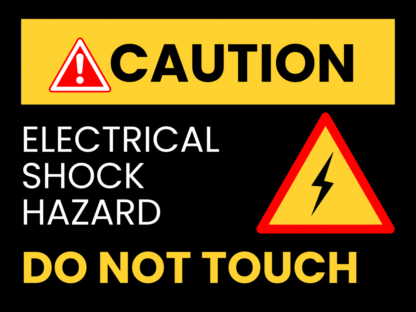 Caution Electrical Shock Hazard – Do Not Touch Sign | Yellow & Black Safety Decal (8.5 × 11 in) | CGAP Safety - CGAP Industries