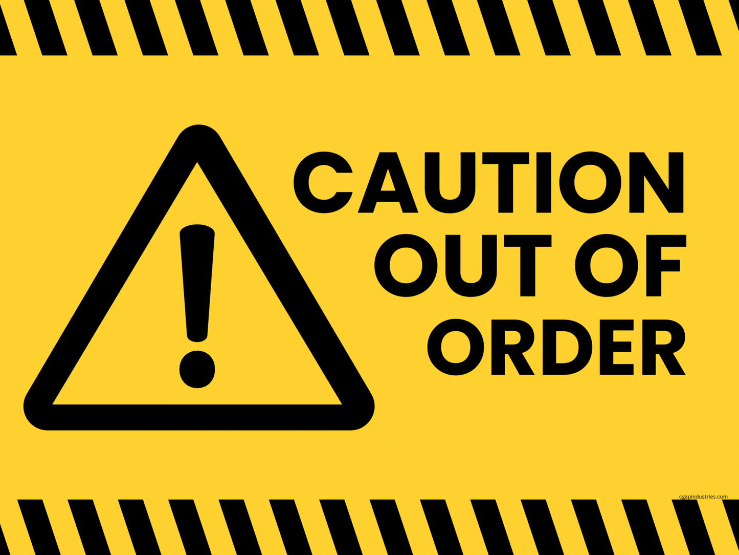 CAUTION — OUT OF ORDER | Yellow & Black Safety Decal (8.5 × 11 in, Peel & Stick) - CGAP Industries
