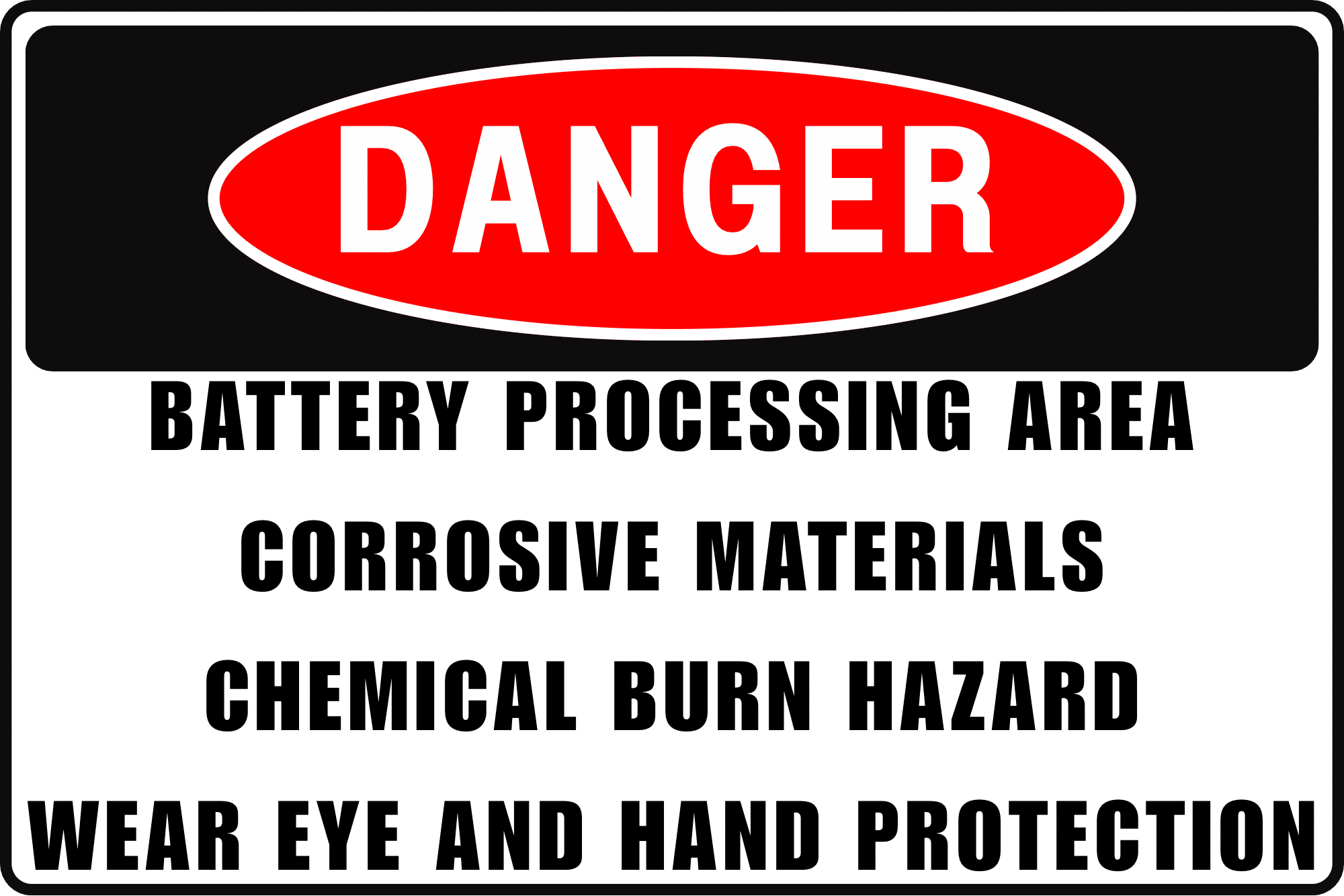 LEAD ACID BATTERY SORTING DANGER SIGN – CHEMICAL BURN HAZARD – FOR IND ...