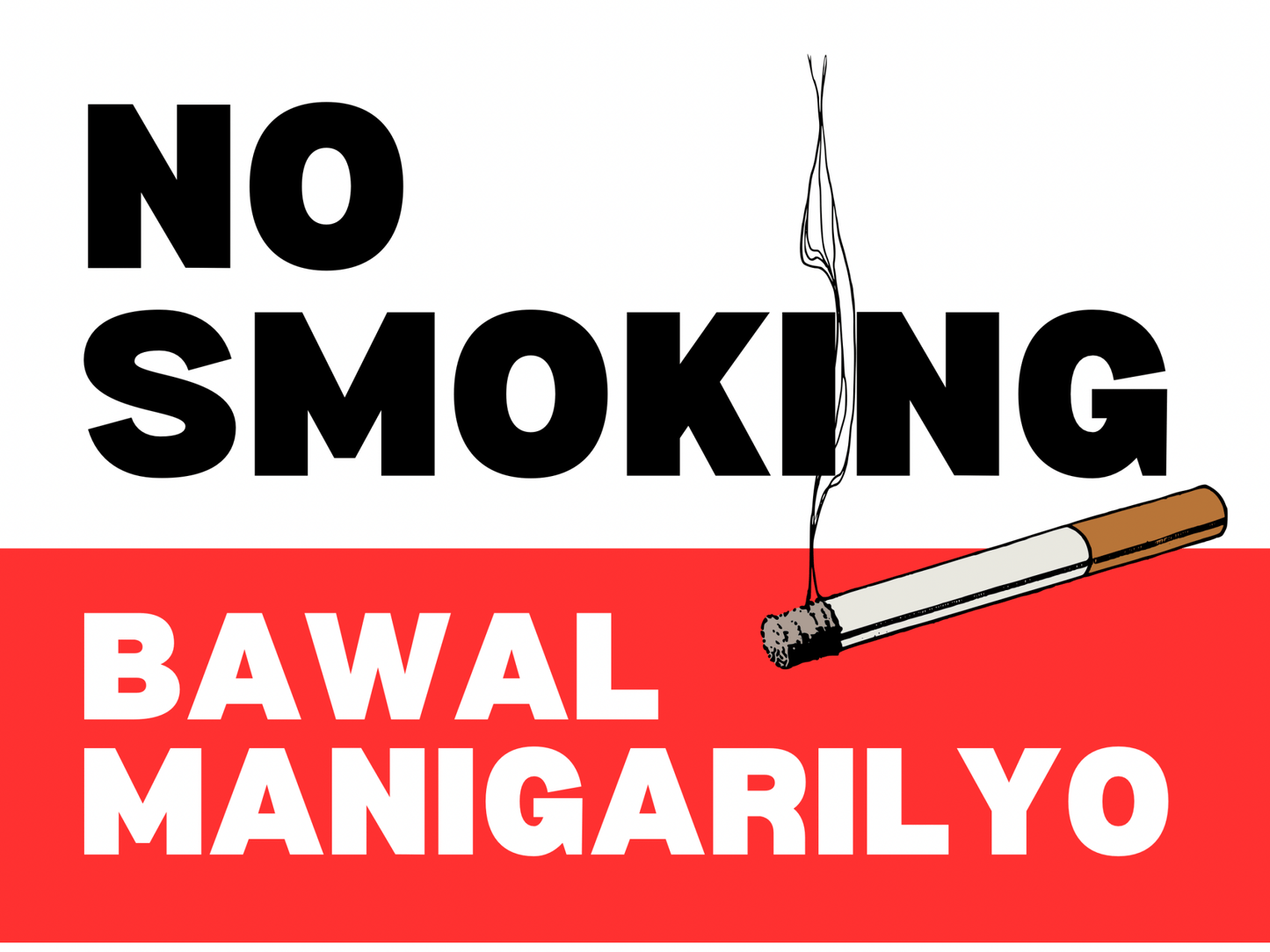 No Smoking / Bawal Manigarilyo – Bilingual Peel - and - Stick Safety Sign (8.5 × 11 in) - CGAP Industries