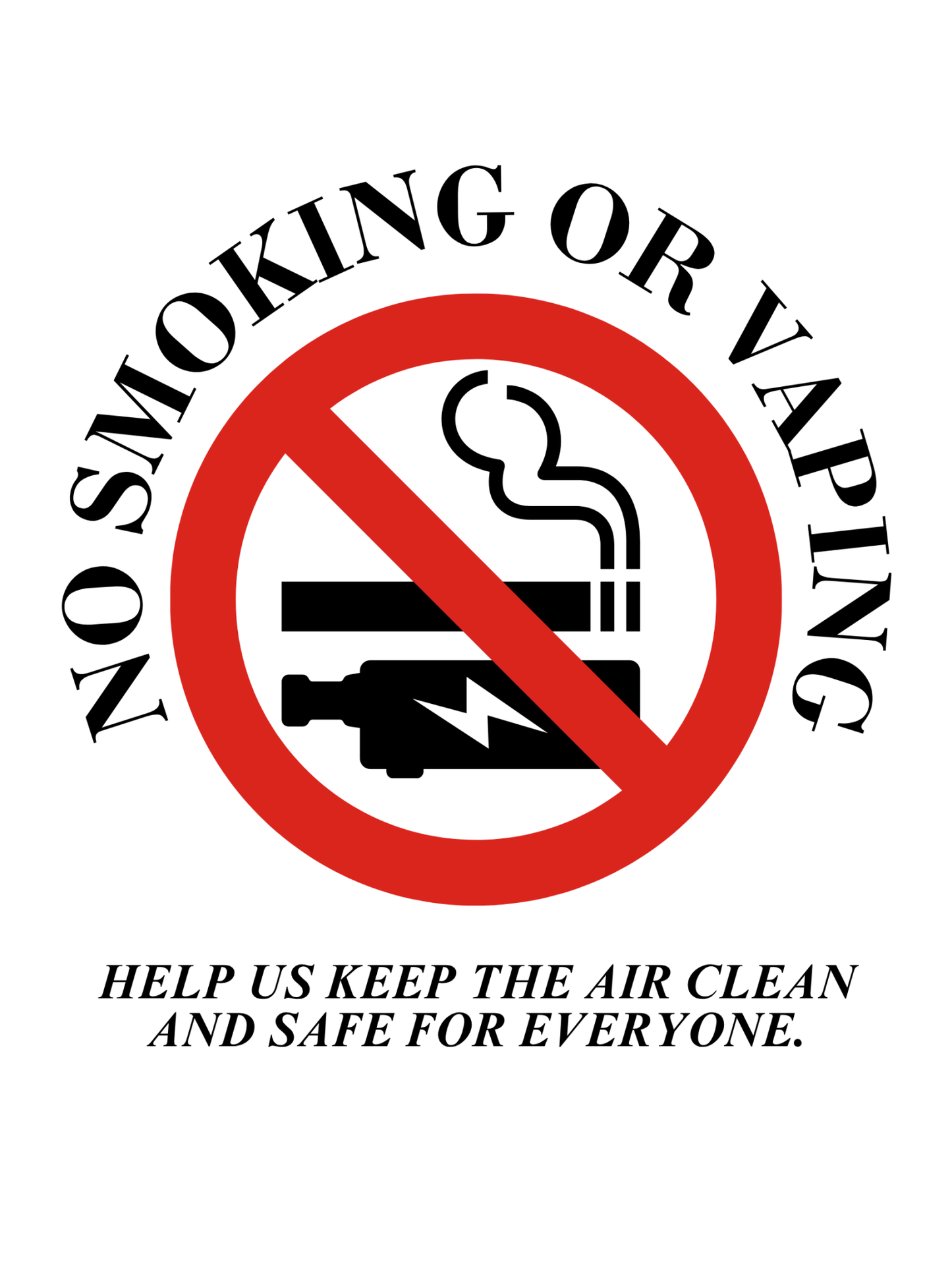 No Smoking or Vaping Sign – Clean Air Awareness Design | Indoor/Outdoor Safety Decal (8.5 × 11 in) | CGAP Safety - CGAP Industries