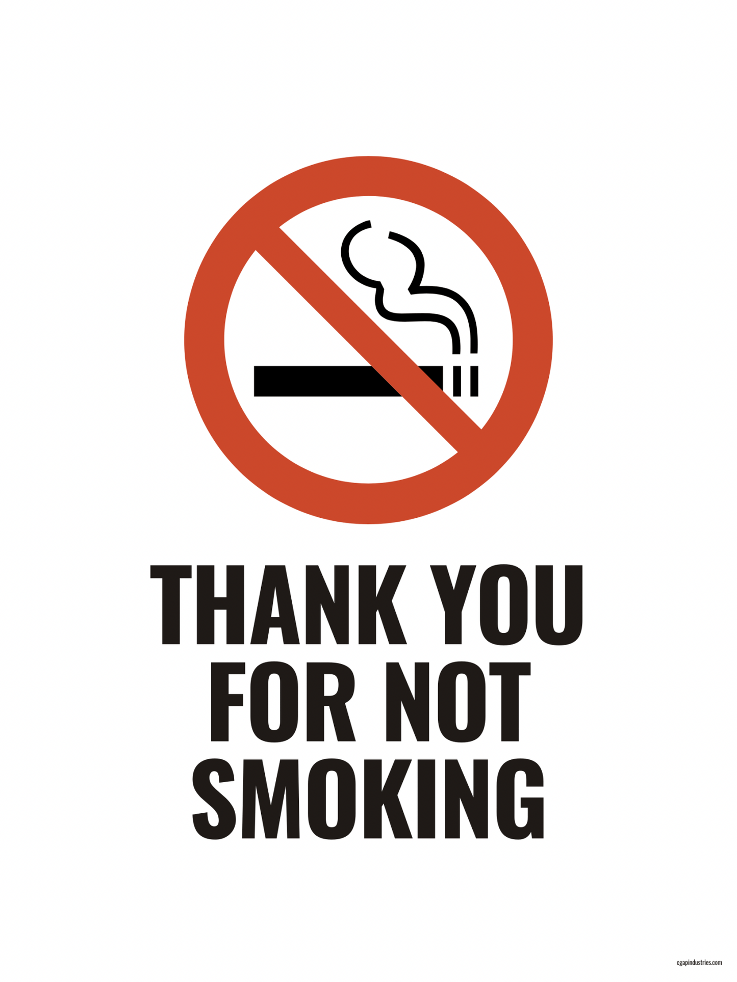 Thank You for Not Smoking Sign – Polite Smoke - Free Reminder | Indoor/Outdoor Safety Decal (8.5 × 11 in) | CGAP Safety - CGAP Industries