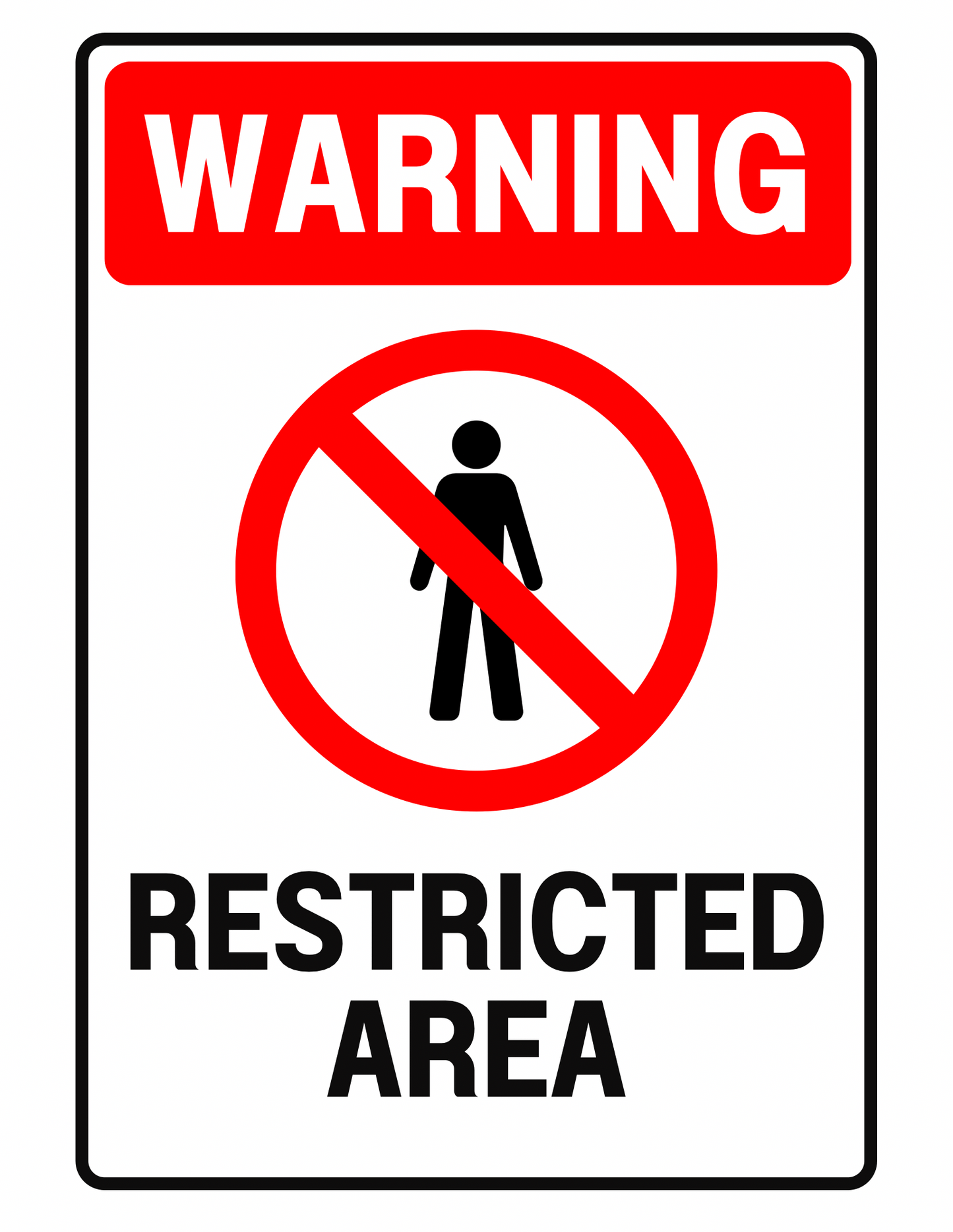 Warning – Restricted Area (8.5” x 11”) Waterproof Adhesive Decal - CGAP Industries
