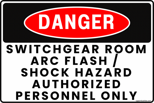 Danger Switchgear Room Sign – Arc Flash Shock Hazard Authorized Personnel Only, 8x12 Rust-Resistant Aluminum Electrical Safety Sign by CGAP Safety