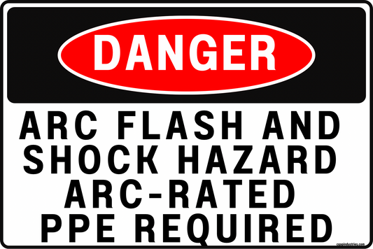 Danger Arc Flash and Shock Hazard Sign – Arc-Rated PPE Required – 8x12 Rust-Resistant Aluminum, UV-Resistant, Pre-Drilled, Rounded Corners – by CGAP Safety