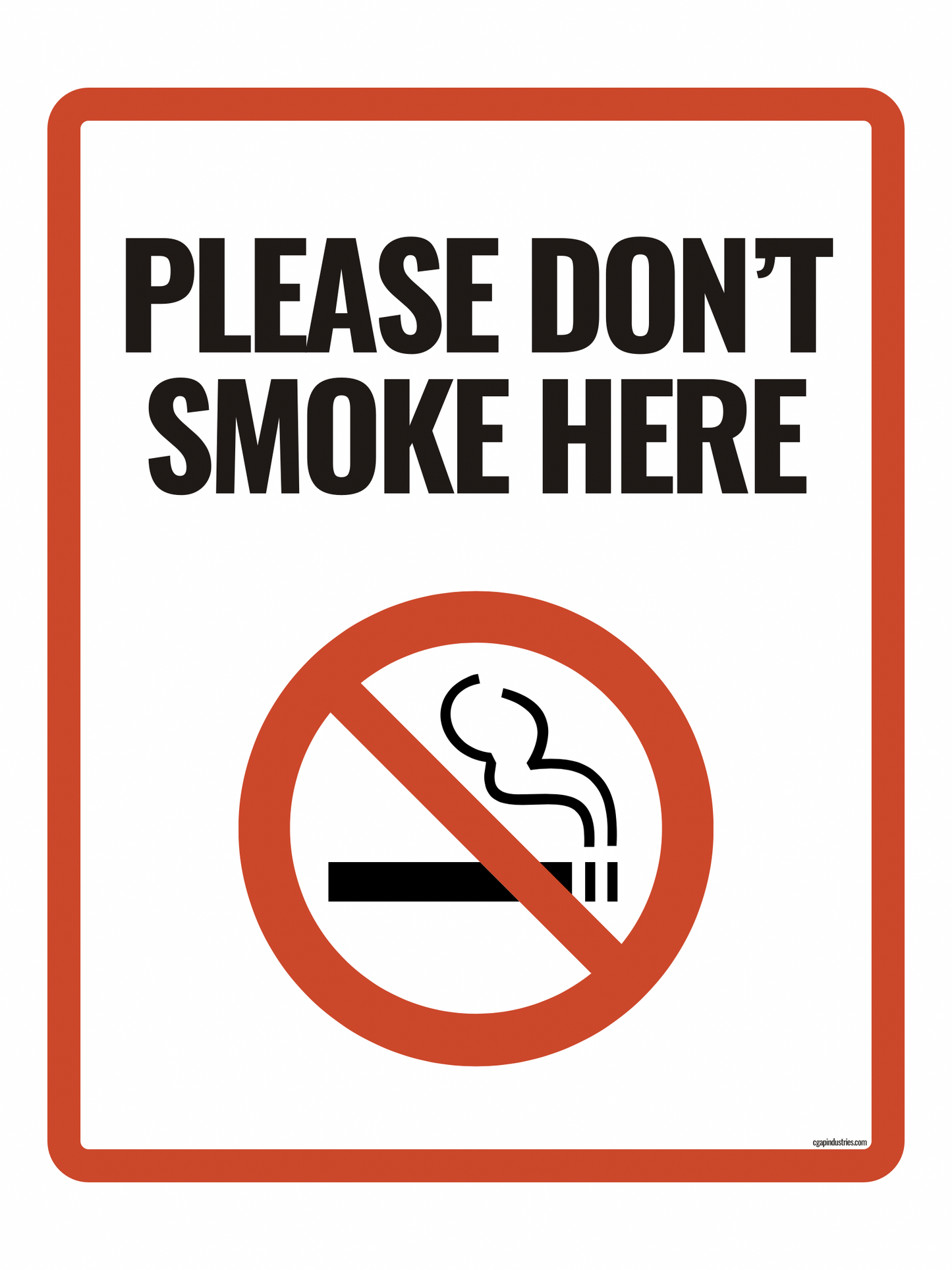 Please Don’t Smoke Here Sign – Polite No Smoking Reminder | Indoor/Outdoor Safety Decal (8.5 × 11 in) | CGAP Safety