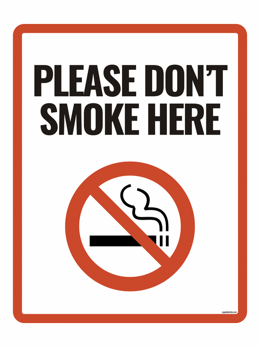 Please Don’t Smoke Here Sign – Polite No Smoking Reminder | Indoor/Outdoor Safety Decal (8.5 × 11 in) | CGAP Safety