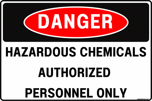 Danger Hazardous Chemicals Sign – Authorized Personnel Only, 8x12 Rust-Resistant Aluminum Chemical Storage Room Safety Sign for Labs, Maintenance & Industrial Facilities by CGAP Safety