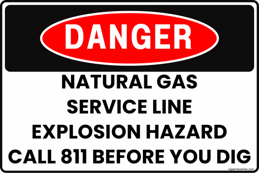 Danger Underground Natural Gas Line Sign – Explosion Hazard, Call 811 Before You Dig – 8x12 Rust-Resistant Aluminum Safety Sign by CGAP Safety