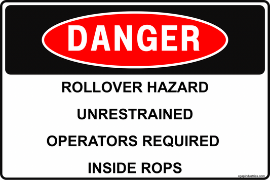 Danger Rollover Hazard Seat Belt Required When Operating With ROPS Sign – 8x12 Rust-Resistant Aluminum Tractor and Equipment Safety Sign by CGAP Safety