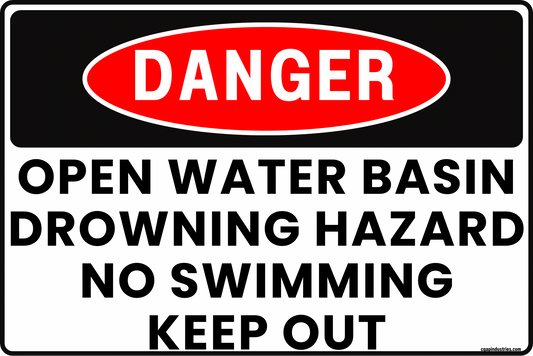 Danger Open Water Basin Sign – Drowning Hazard, No Swimming, Keep Out – 8x12 Rust-Resistant Aluminum, UV-Resistant, Pre-Drilled – by CGAP Safety