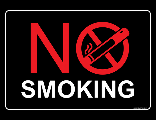 No Smoking Sign – Black Background High-Contrast Design | Indoor/Outdoor Safety Decal (8.5 × 11 in) | CGAP Safety