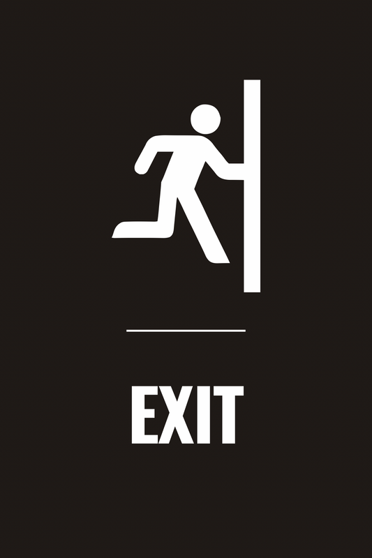 EXIT Sign — Black & White Emergency Door Decal (8.5 × 11 in, Peel & Stick, Waterproof)