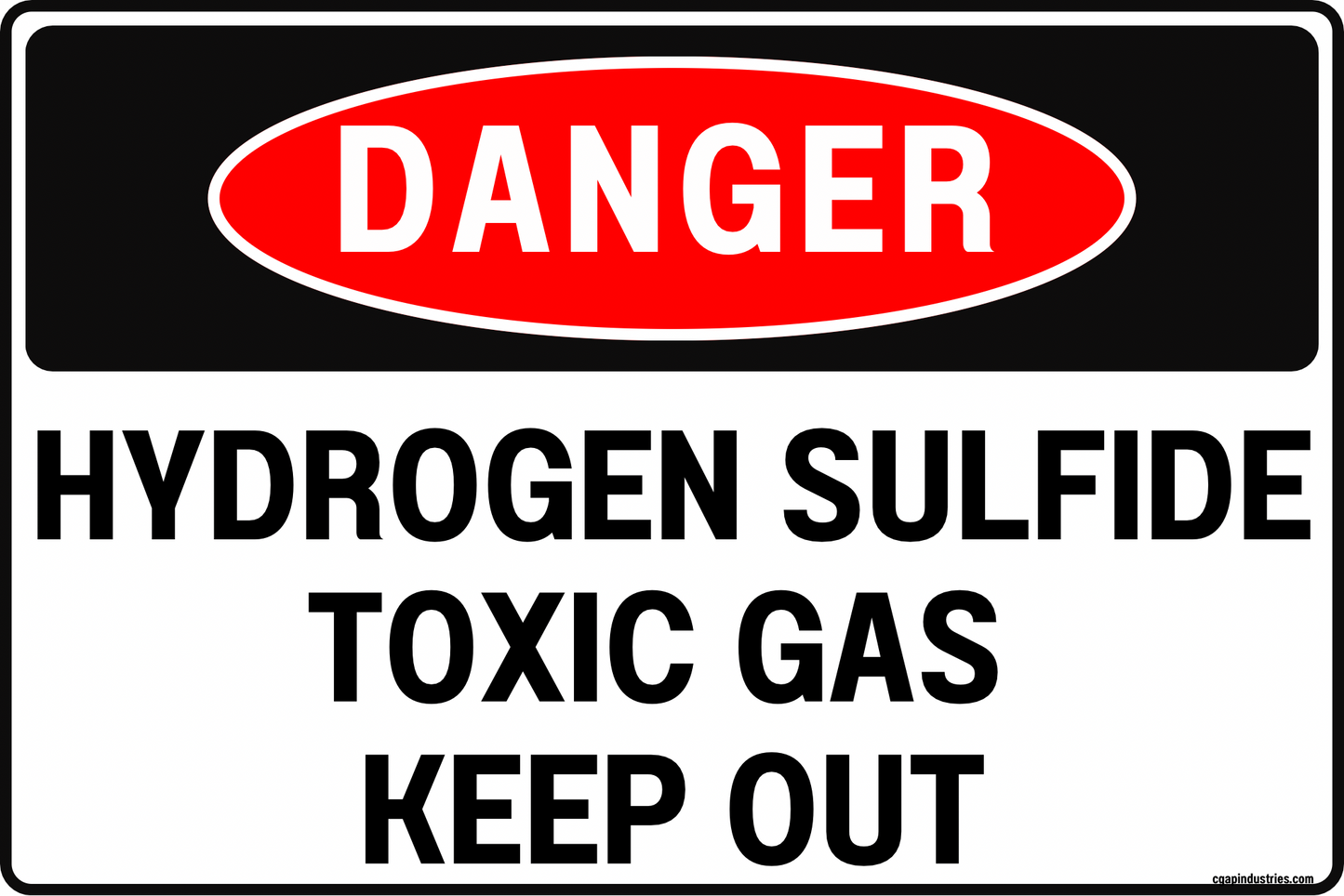 Danger Hydrogen Sulfide Sign – Toxic Gas Keep Out – 8x12 Rust-Resistant Aluminum, UV-Resistant, Pre-Drilled – by CGAP Safety