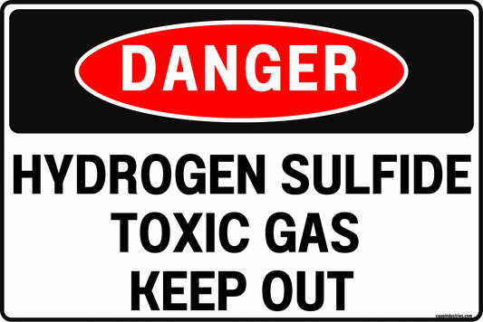 Danger Hydrogen Sulfide Sign – Toxic Gas Keep Out – 8x12 Rust-Resistant Aluminum, UV-Resistant, Pre-Drilled – by CGAP Safety