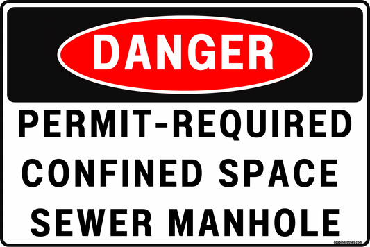 Permit-Required Confined Space Sewer Manhole Danger Sign – Confined Space Identification & Restricted Area Warning – 8x12 Rust-Resistant Aluminum, UV-Resistant, Pre-Drilled – by CGAP Safety