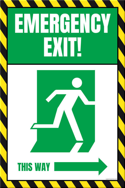 Emergency Exit – This Way Peel-and-Stick Safety Sign (8.5 × 11 in)