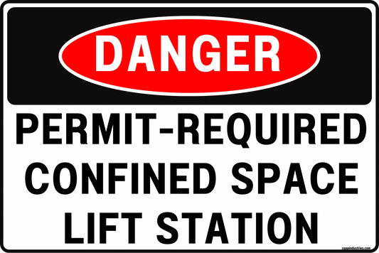 Danger Permit-Required Confined Space Lift Station Sign – Authorized Entry Only, Restricted Access Warning – 8x12 Rust-Resistant Aluminum, UV-Resistant, Pre-Drilled, Rounded Corners – by CGAP Safety
