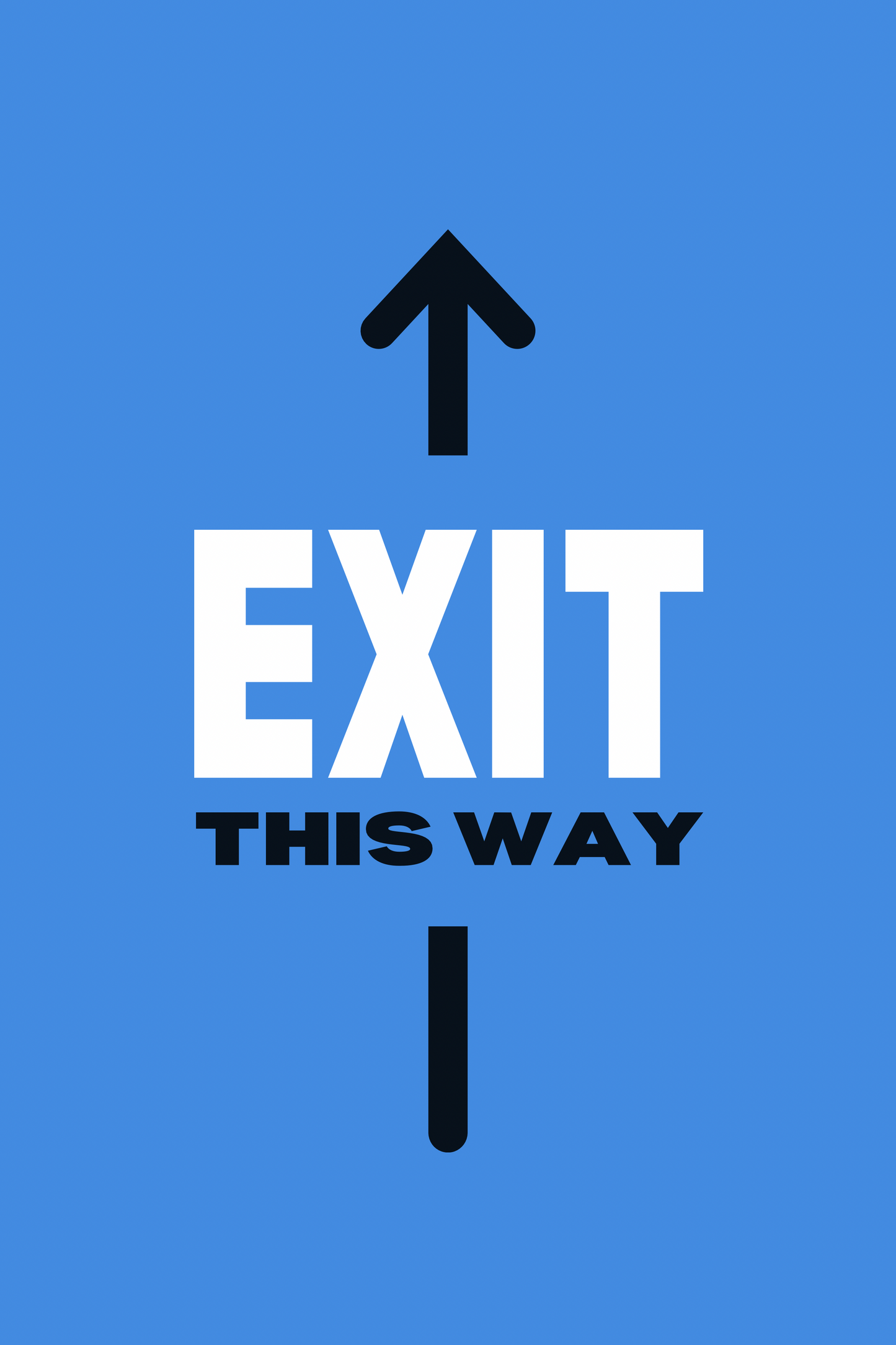 EXIT This Way — Blue Directional Arrow Sign (8.5 × 11 in, Peel & Stick, Waterproof)