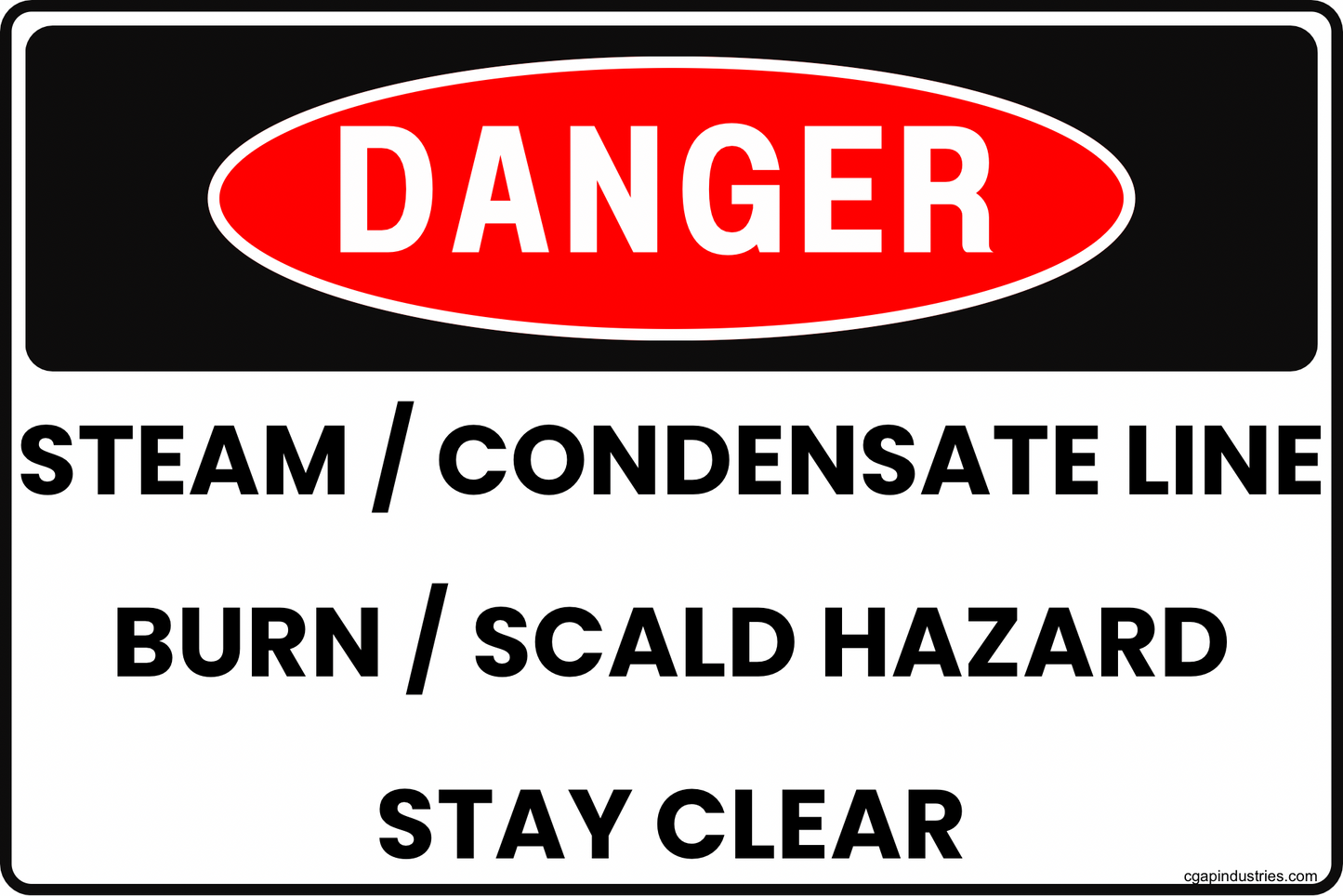 Danger Steam Condensate Line Sign – Burn Scald Hazard Stay Clear, 8x12 Rust-Resistant Aluminum Boiler Room Pipe Safety Sign by CGAP Safety