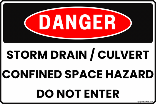 Danger Storm Drain / Culvert Sign – Confined Space Hazard, Do Not Enter, 8x12 Rust-Resistant Aluminum Safety Sign by CGAP Safety