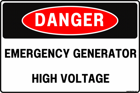 Danger Emergency Generator Sign – High Voltage, 8x12 Rust-Resistant Aluminum Backup Power Electrical Safety Sign for Generator Rooms & Transfer Switch Areas by CGAP Safety
