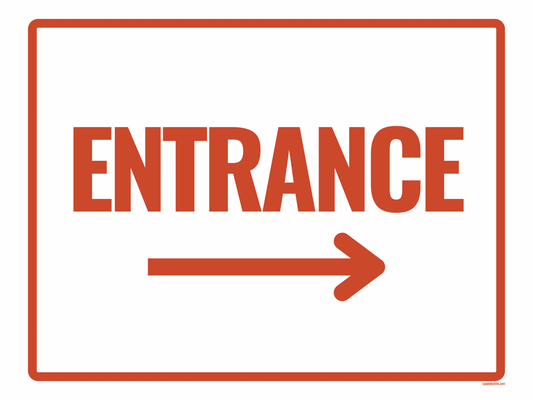 Entrance – Right Arrow (Orange Border) Peel-and-Stick Safety Sign (8.5 × 11 in)