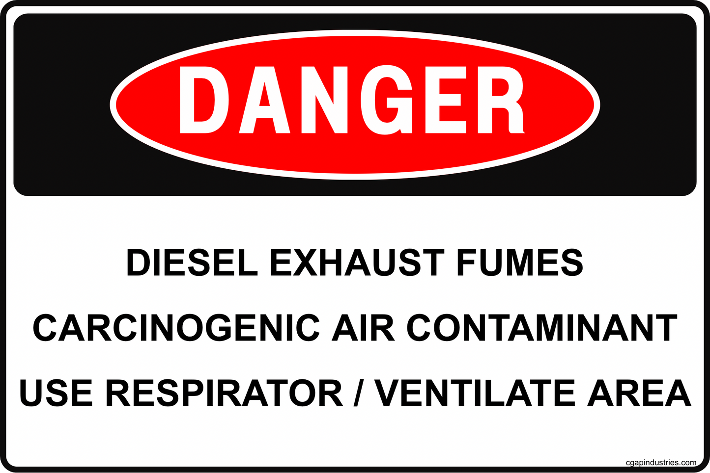 CGAP Safety DANGER – Diesel Exhaust Carcinogen Sign, 8x12 Aluminum, Air Contaminant Warning for Garages & Industrial Facilities