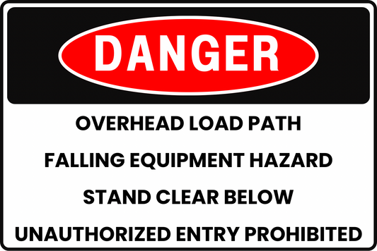 STADIUM RIGGING OVERHEAD LOAD PATH FALLING EQUIPMENT DANGER SAFETY SIGN, 8X12 RUST-RESISTANT ALUMINUM WITH UV-RESISTANT GRAPHICS BY CGAP SAFETY