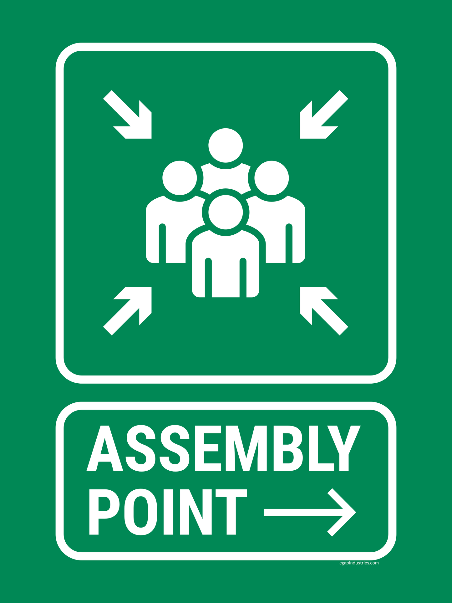 Emergency Assembly Point – Green Peel-and-Stick Safety Sign (8.5 × 11 in)