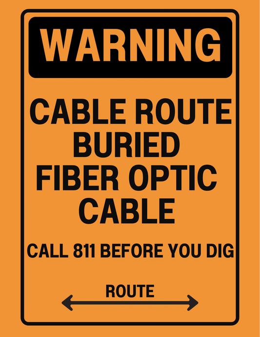 Warning Cable Route Buried Fiber Optic Cable Sign – Call 811 Before You Dig with Directional Route Arrows, 8x12 Rust-Resistant Aluminum Utility Marker by CGAP Safety