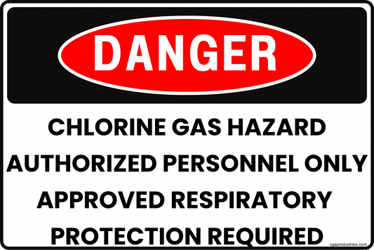 Chlorine Gas Hazard Danger Sign – Authorized Personnel Only, Approved Respiratory Protection Required – 8x12 Rust-Resistant Aluminum, UV-Resistant, Pre-Drilled – by CGAP Safety