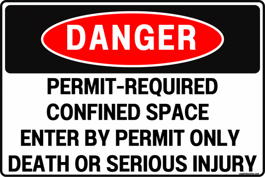 Permit-Required Confined Space Danger Sign – Enter By Permit Only, Death or Serious Injury – 8x12 Rust-Resistant Aluminum, UV-Resistant, Pre-Drilled – by CGAP Safety