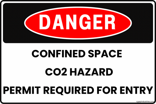 DANGER Confined Space CO2 Hazard Sign - Permit Required for Entry 8x12 rust-resistant aluminum UV-resistant graphics by CGAP Safety