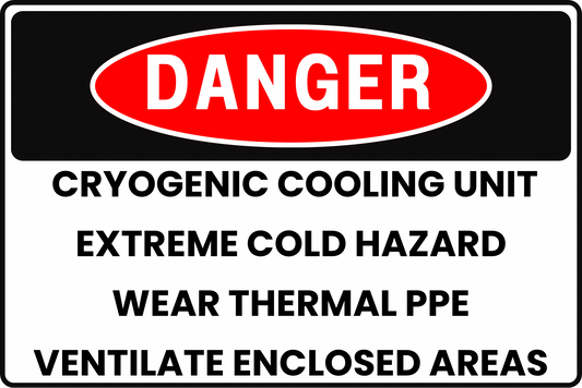 Cryogenic Cooling Hazard Danger Safety Sign, 8x12 Rust-Resistant Aluminum with UV-Resistant Graphics by CGAP Safety.