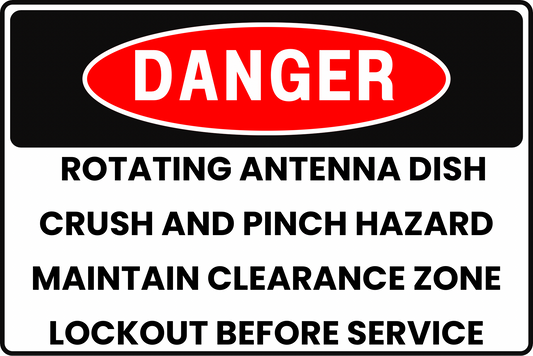Rotating Antenna Dish Danger Safety Sign, 8x12 Rust-Resistant Aluminum with UV-Resistant Graphics by CGAP Safety