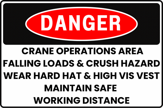 DANGER RAIL YARD CRANE OPERATIONS & OVERHEAD LIFTING LOADS SAFETY SIGN, 8X12 RUST-RESISTANT ALUMINUM WITH UV-RESISTANT GRAPHICS BY CGAP SAFETY