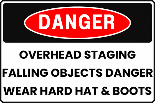 OVERHEAD STAGING AREA FALLING OBJECTS DANGER LOADING DOCK SAFETY SIGN, 8X12 RUST-RESISTANT ALUMINUM WITH UV-RESISTANT GRAPHICS BY CGAP SAFETY