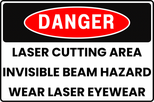 HIGH-POWER INDUSTRIAL LASER CUTTING ZONE INVISIBLE BEAM DANGER SAFETY SIGN, 8X12 RUST-RESISTANT ALUMINUM WITH UV-RESISTANT GRAPHICS BY CGAP SAFETY