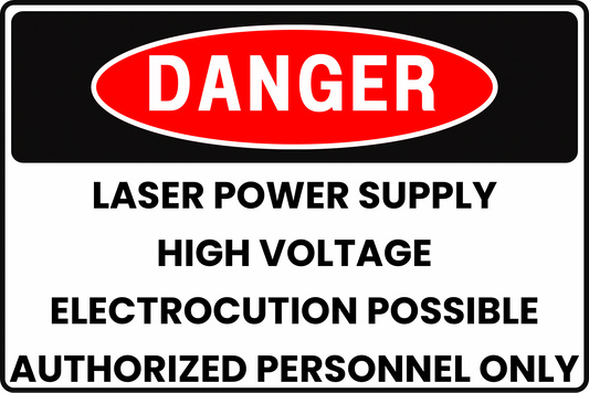 INDUSTRIAL LASER POWER SUPPLY HIGH VOLTAGE ELECTROCUTION DANGER SAFETY SIGN, 8X12 RUST-RESISTANT ALUMINUM WITH UV-RESISTANT GRAPHICS BY CGAP SAFETY