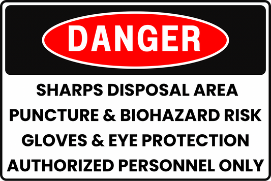 DANGER SHARPS DISPOSAL UNIT BIOHAZARD PUNCTURE RISK SIGN FOR HOSPITALS & CLINICS, 8X12 RUST-RESISTANT ALUMINUM WITH UV-RESISTANT GRAPHICS BY CGAP SAFETY