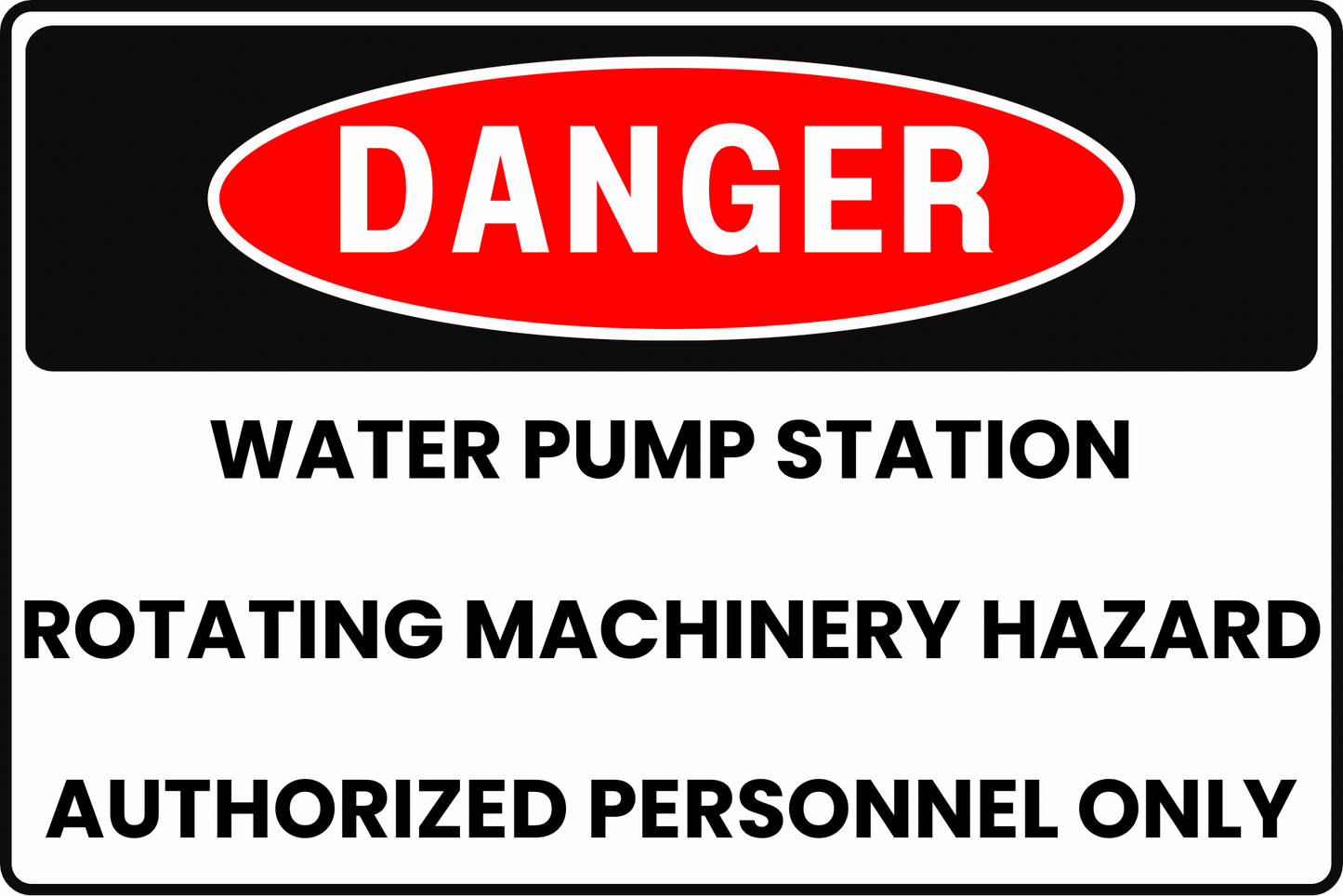 WATER PUMP STATION ROTATING MACHINERY & CRUSH AMPUTATION DANGER SAFETY SIGN, 8X12 RUST-RESISTANT ALUMINUM WITH UV-RESISTANT BY CGAP SAFETY