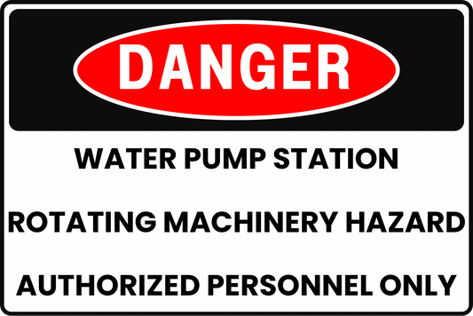 WATER PUMP STATION ROTATING MACHINERY & CRUSH AMPUTATION DANGER SAFETY SIGN, 8X12 RUST-RESISTANT ALUMINUM WITH UV-RESISTANT BY CGAP SAFETY