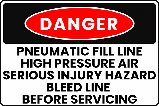 PNEUMATIC FILL LINE DANGER SIGN – HIGH PRESSURE AIR HAZARD – FOR INDUSTRIAL FACILITIES – 8X12 UV-RESISTANT, RUST-RESISTANT ALUMINUM – PROFESSIONAL FACILITY GRADE – BY CGAP SAFETY