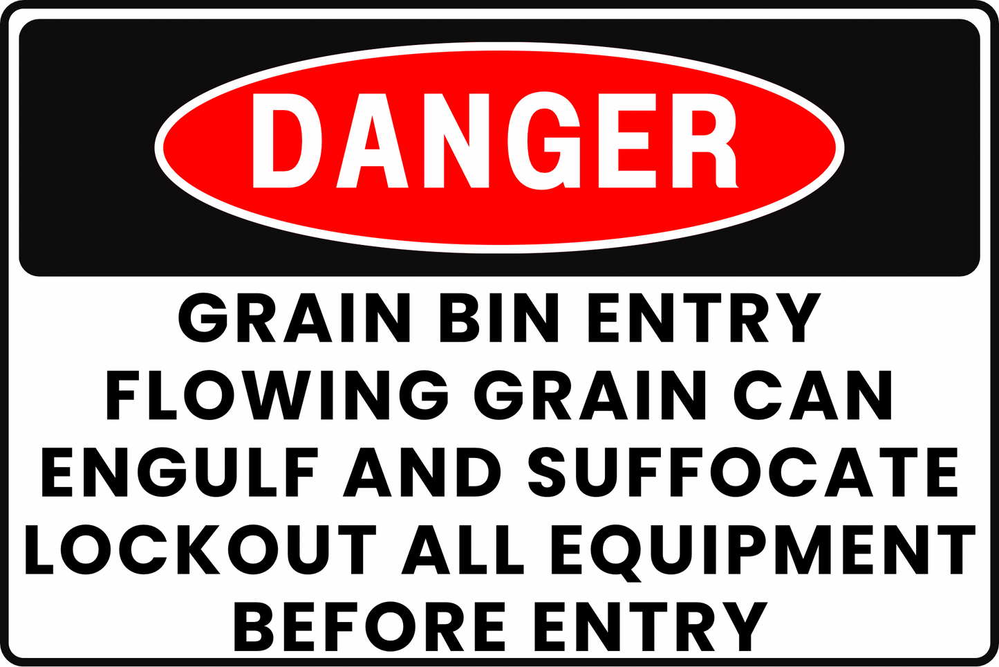 GRAIN SILO DANGER SIGN – ENGULFMENT HAZARD – FOR GRAIN MILLING SILOS – 8X12 UV-RESISTANT, RUST-RESISTANT ALUMINUM – PROFESSIONAL FACILITY GRADE – BY CGAP SAFETY