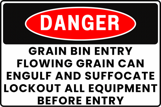 GRAIN SILO DANGER SIGN – ENGULFMENT HAZARD – FOR GRAIN MILLING SILOS – 8X12 UV-RESISTANT, RUST-RESISTANT ALUMINUM – PROFESSIONAL FACILITY GRADE – BY CGAP SAFETY