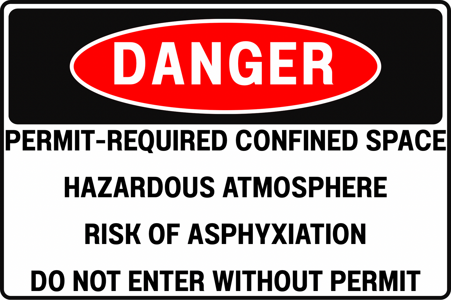 Permit-Required Confined Space Danger Sign – Hazardous Atmosphere, Risk of Asphyxiation – Do Not Enter Without Permit – Rust-Resistant Aluminum Safety Sign by CGAP Safety